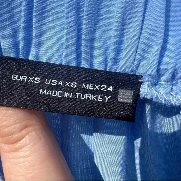 Zara maxi dress - light blue-navy color block bohemian hippie summer fall spring - Picture 5 of 11